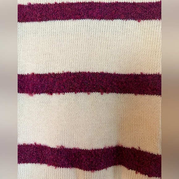 Intropia Light Pink Long Sleeve Sweater w Magenta Stripes and Grey Elbow Patches - Picture 3 of 3